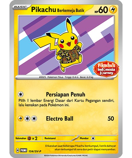 Pokemon Pikachu Berkemeja Batik (Unopened/Natio pattern)【P】 154/SV-P Pikachu