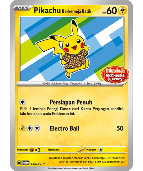 Pokemon Pikachu Berkemeja Batik (Unopened/Starfish pattern)【P】 155/SV-P Pikachu