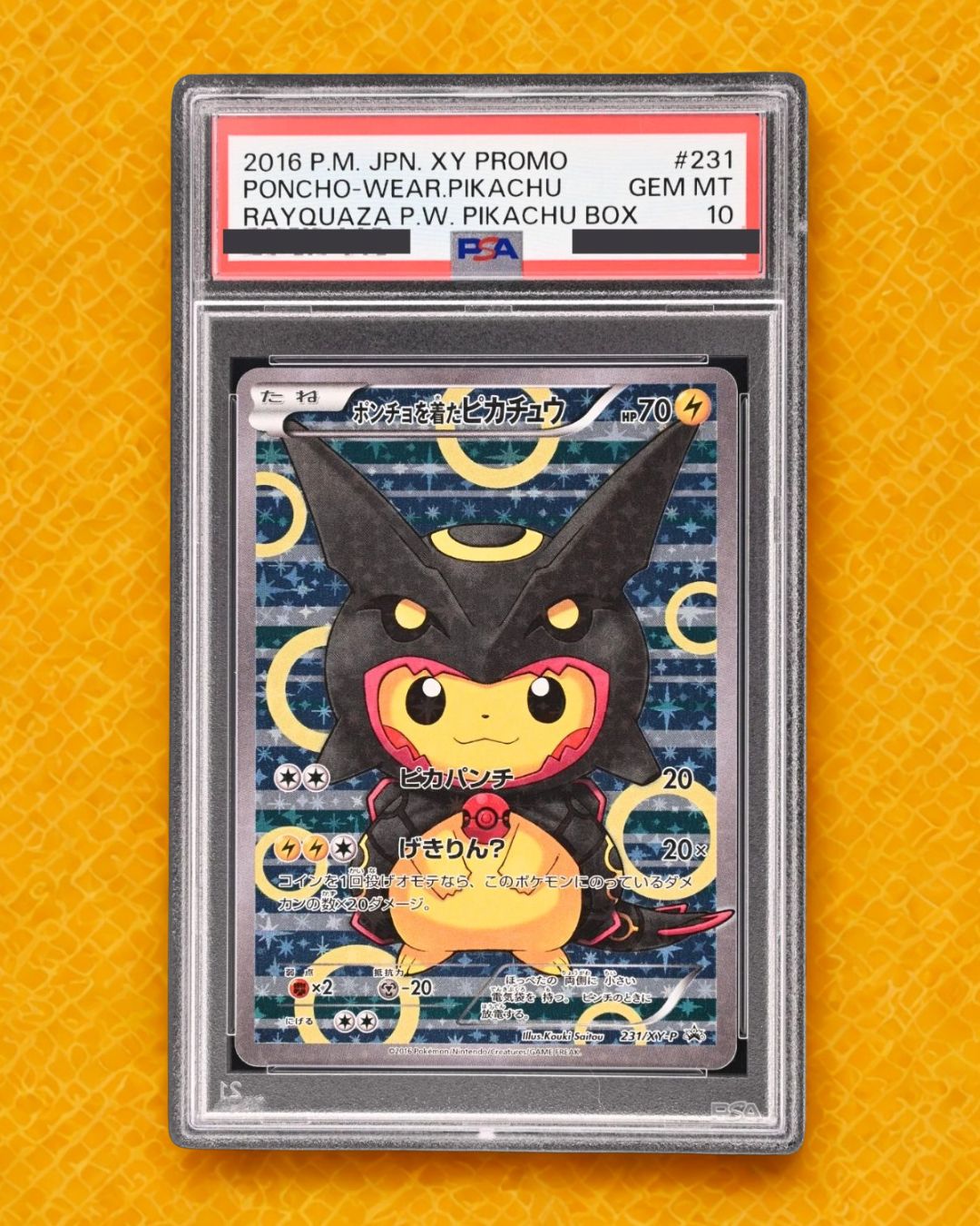 PSA 10 Black Rayquaza Poncho Pikachu 231/XY-P PROMO Pokemon Card Japanese
