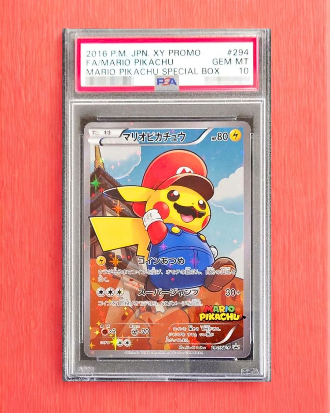 PSA10 Mario Pikachu 294/XY-P 2016 the Mario Pikachu BOX Promo Pokemon Card Japanese