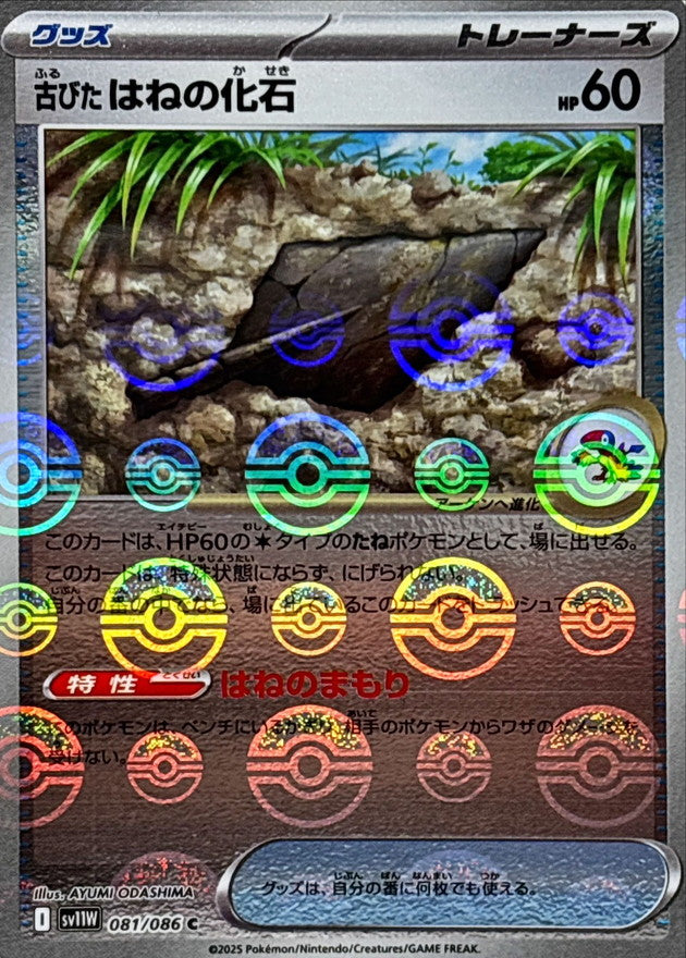 Pokemon Old spring fossil【C】Monster Ball Mirror 081/086 Black Bolt & White Flare