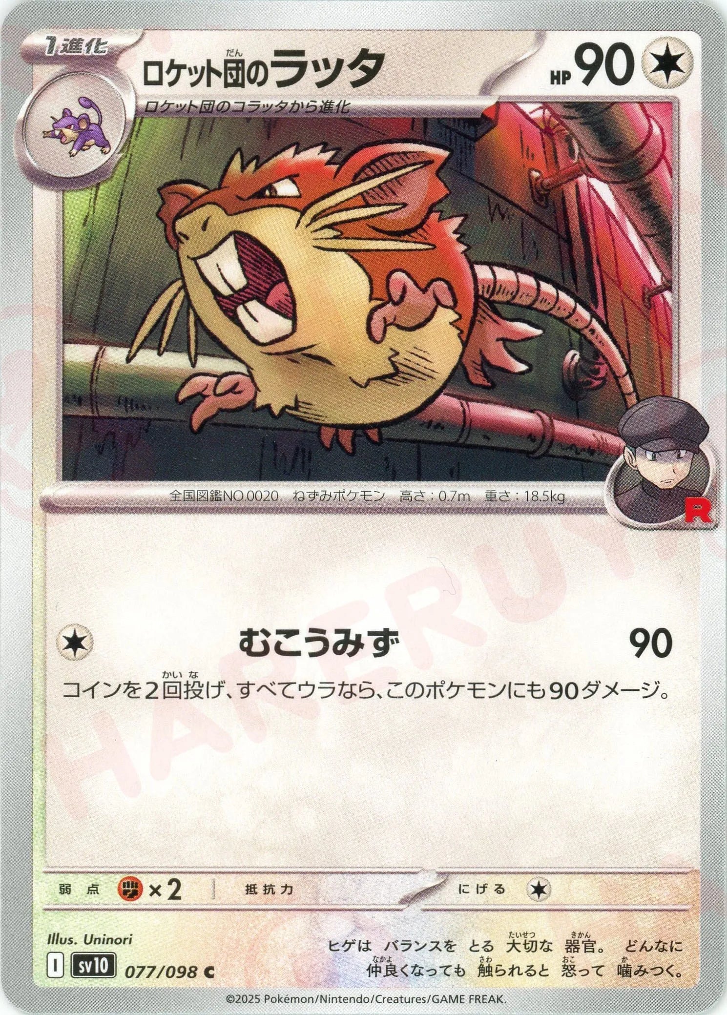 Pokemon Team Rocket's Raticate(C) 077/098 SV10 The Glory of Team Rocket
