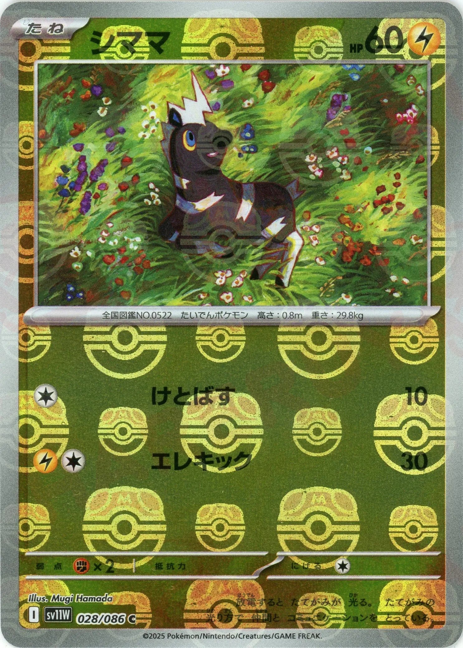 Pokemon Blitzle Master Ball Mirror(C) 028/086 SV11W White Flare Japanese