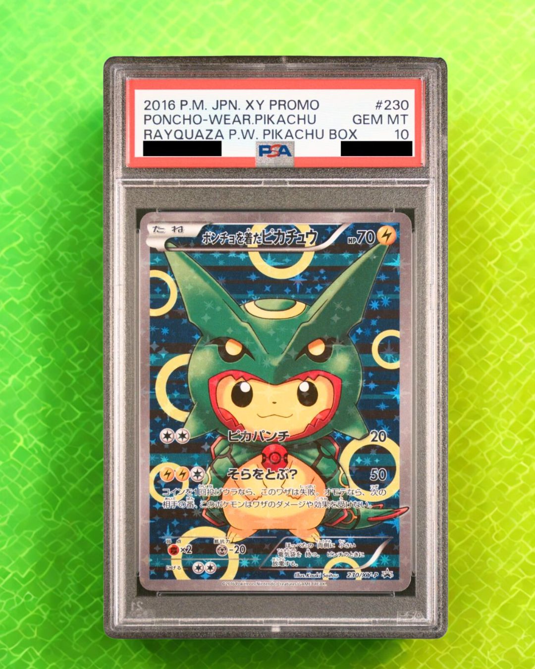 PSA 10 Rayquaza Poncho Pikachu 230/XY-P PROMO Pokemon Card Japanese