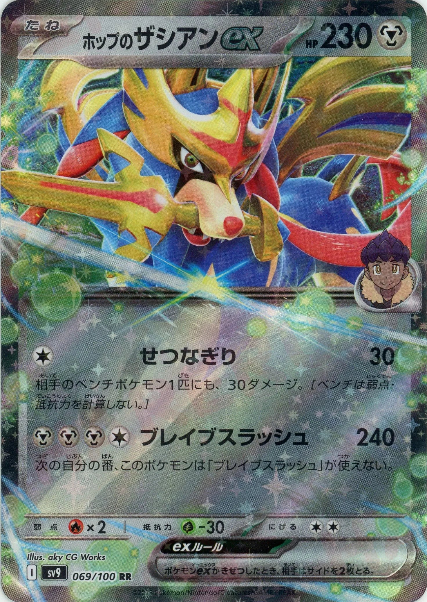 ホップのザシアンex(RR){鋼}〈069/100〉